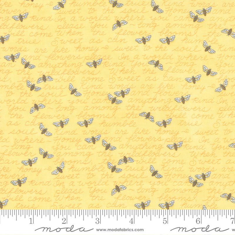 Kind Words Text And Words Bees - Honey - Quilt Fabric