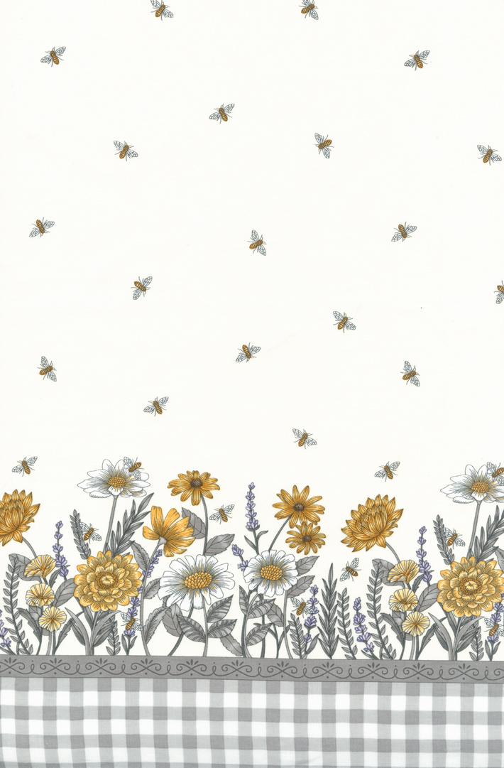 Borders Bees Floral - Milk - Quilt Fabric