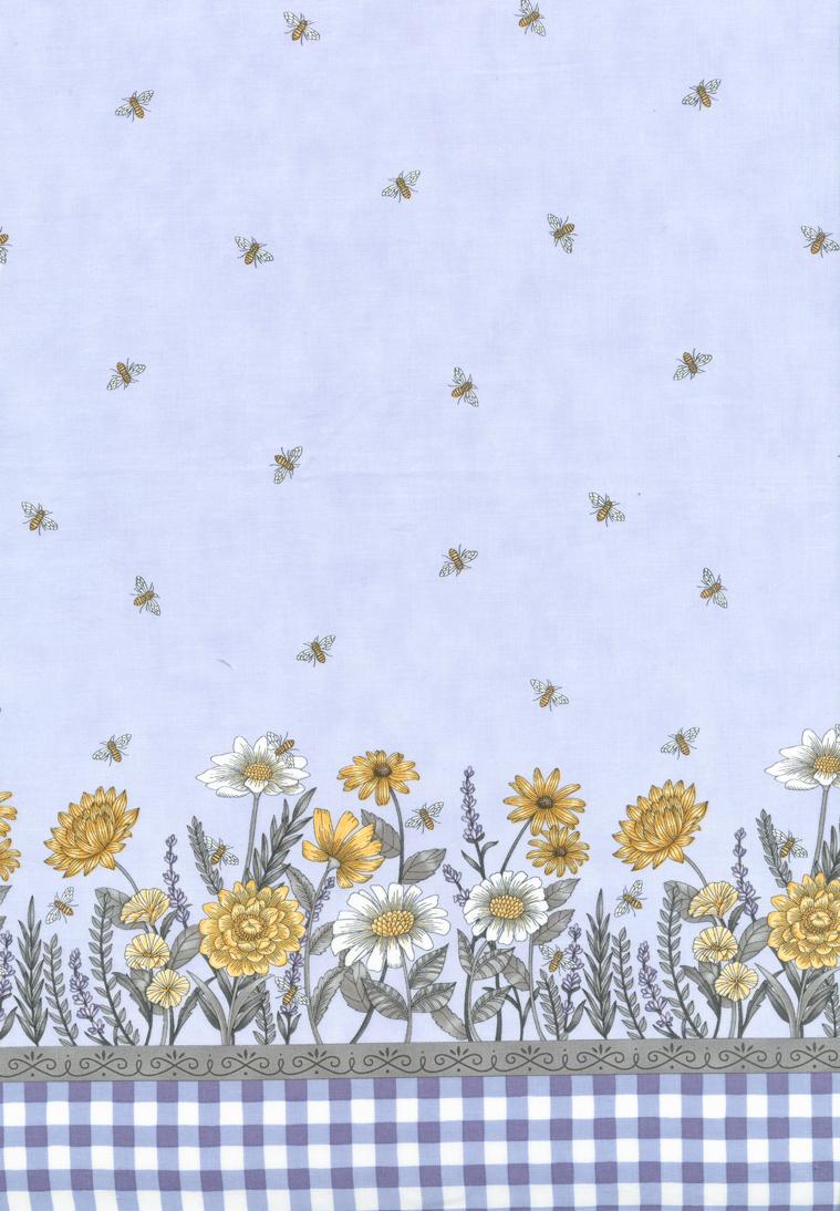 Borders Bees Floral - Soft Lavender - Quilt Fabric