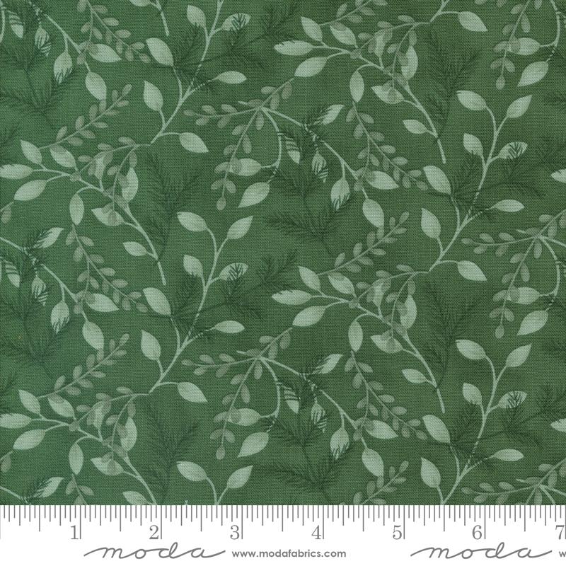 Woodland Winter Leaves - Pine Green - Quilt Fabric