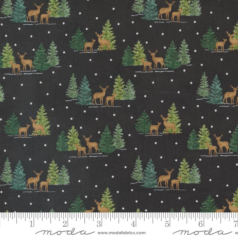 Woodland Winter Forest - Charcoal Black - Quilt Fabric