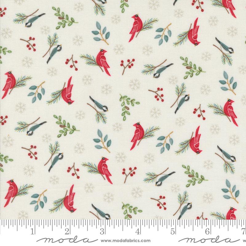 Woodland Winter Cardinals - Snowy White - Quilt Fabric