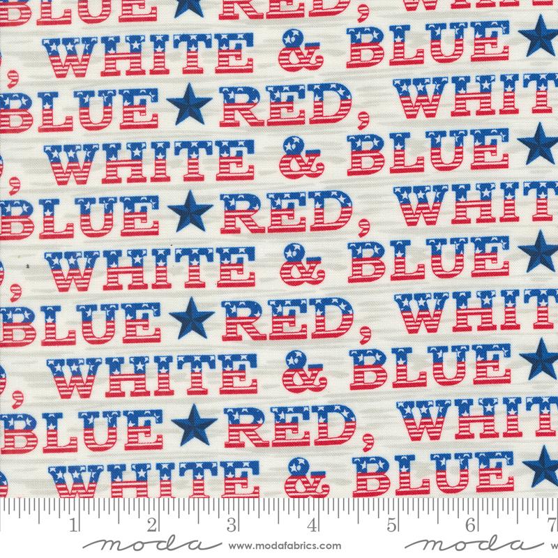 Red White Bloom Text - Daisy White - Quilt Fabric