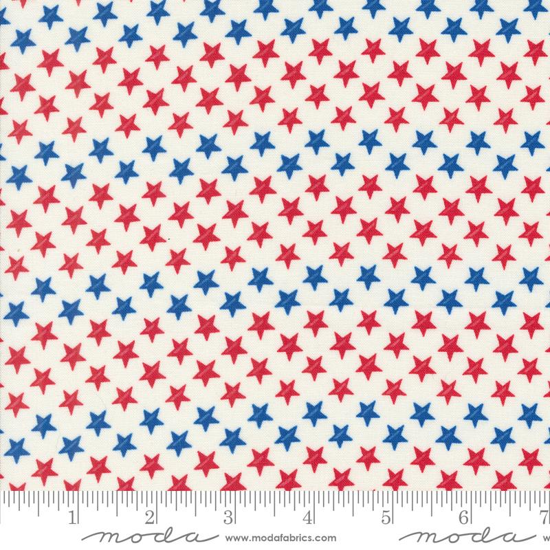 Red White Bloom Stars - Daisy White - Quilt Fabric