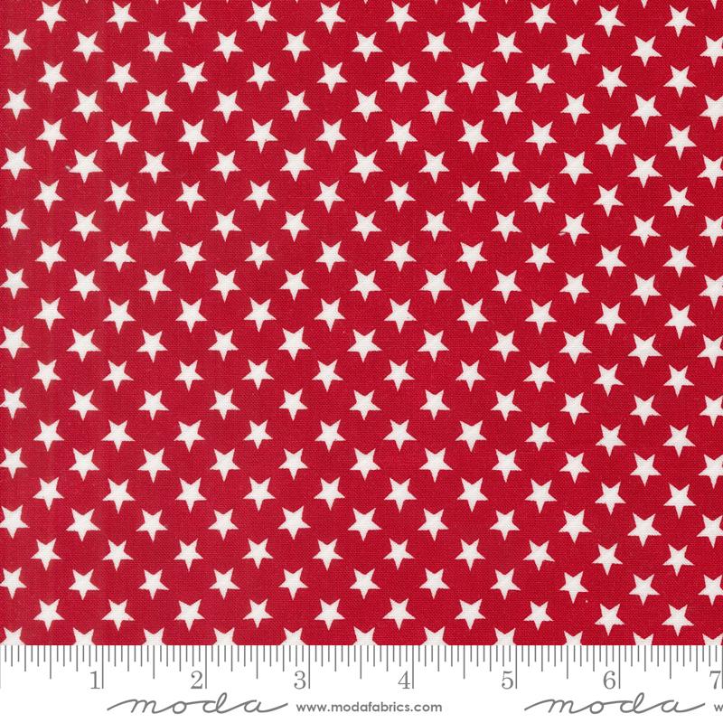 Red White Bloom Stars - Patriotic Poppy - Quilt Fabric