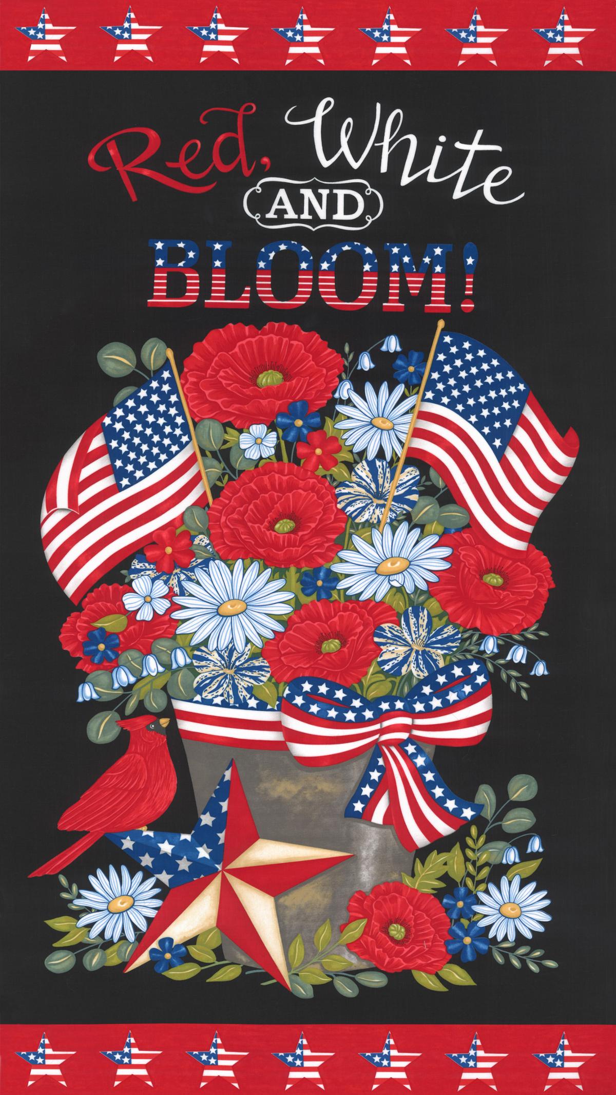 Red White Bloom Black - Panel
