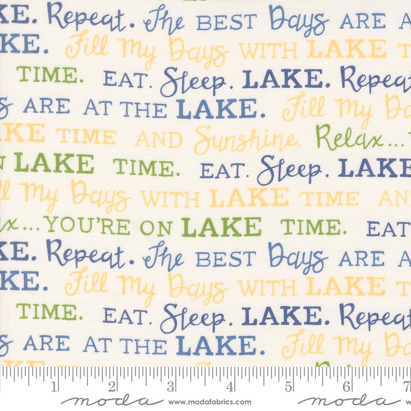 On Lake Time Text - Cloud White - Quilt Fabric
