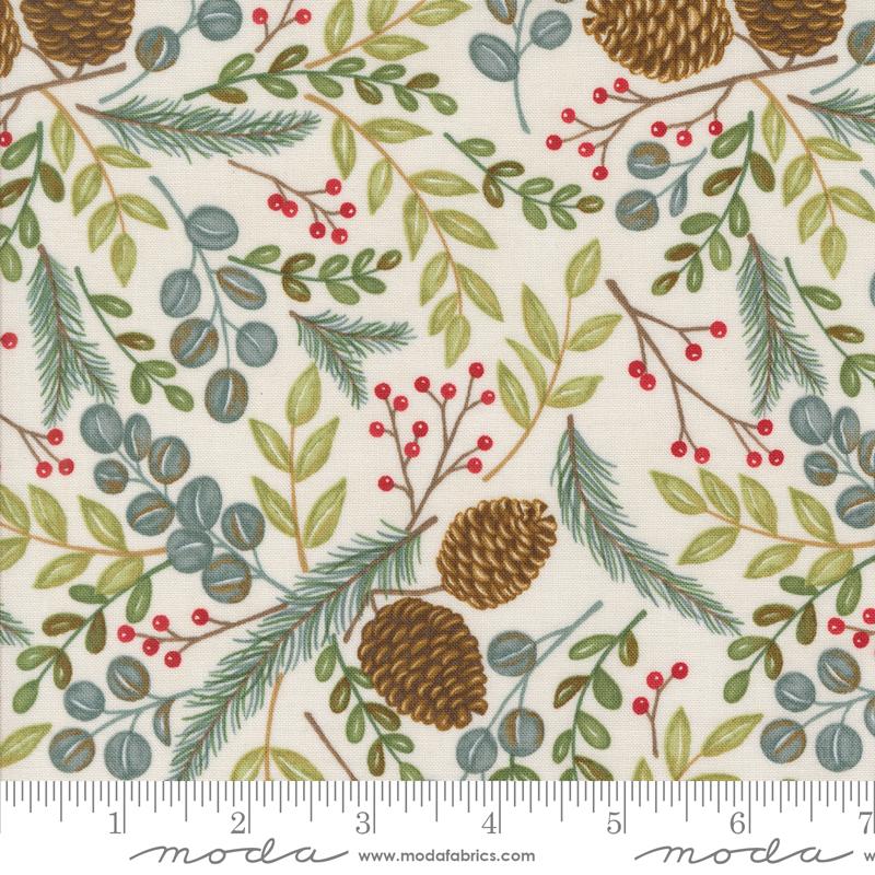 Winter Friends Pinecone Snowy White - Christmas Quilt Fabric