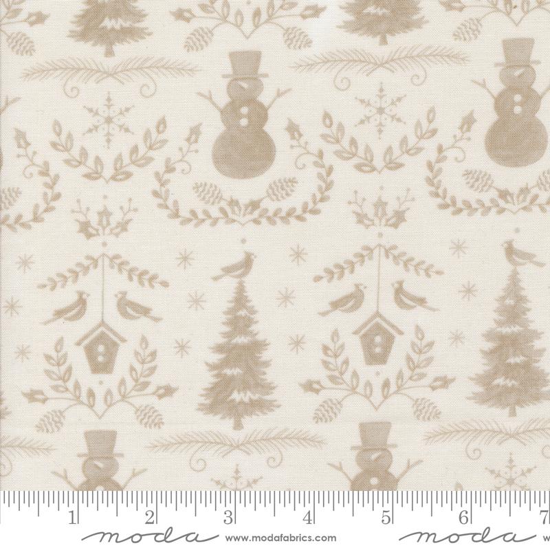 Winter Friends Damask Snowy White - Christmas Quilt Fabric