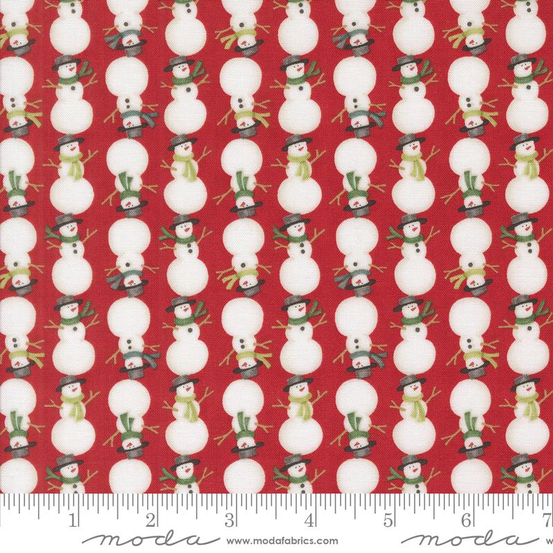 Winter Friends Snowmen Berry Red - Christmas Quilt Fabric