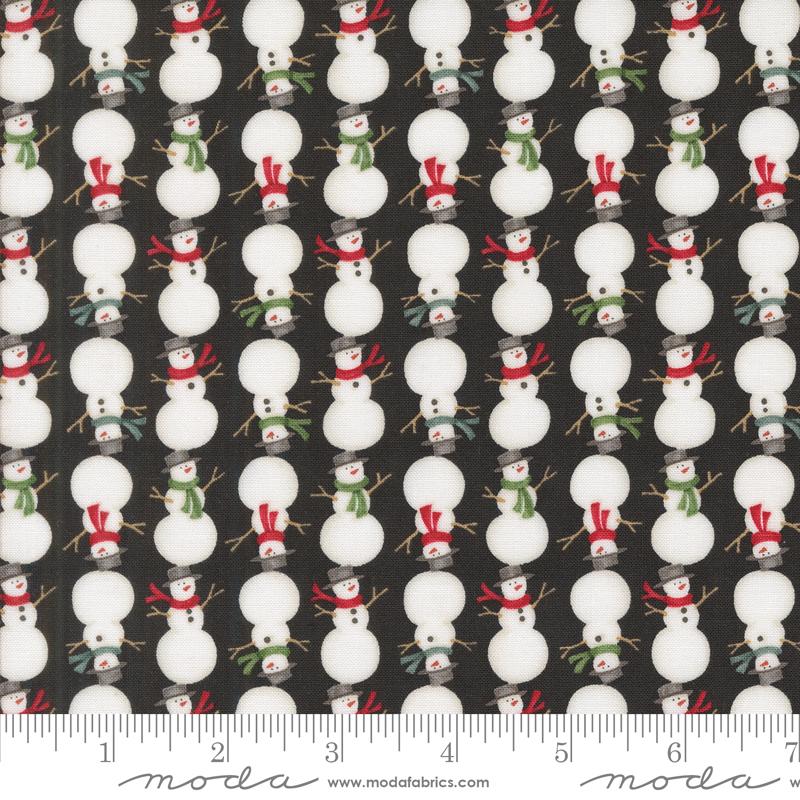 Winter Friends Snowmen Charcoal Black - Christmas Fabric