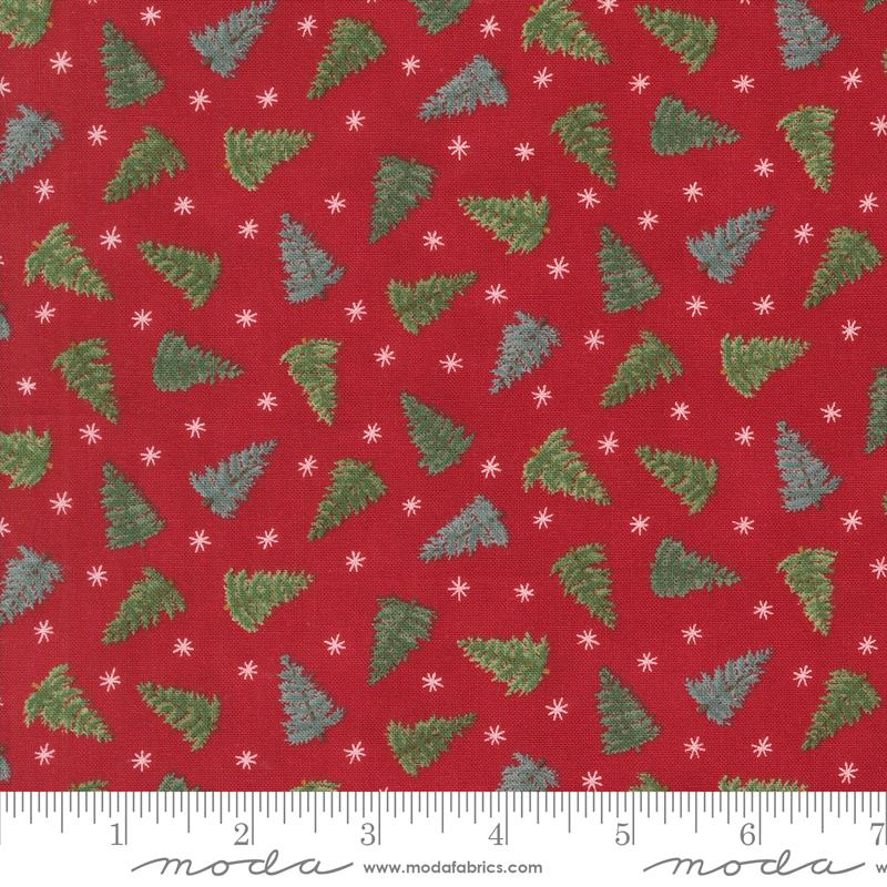 Winter Friends Trees Berry Red - Christmas Quilt Fabric