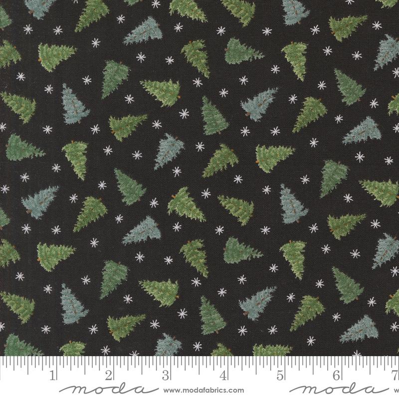 Winter Friends Trees Charcoal Black - Christmas Quilt Fabric