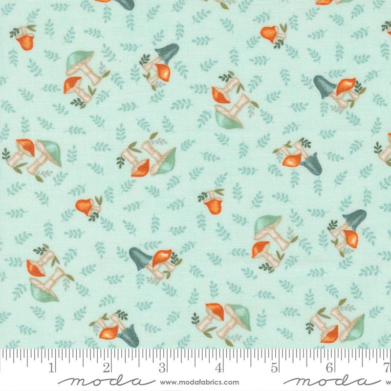 I Love Fall Most Of All Fungi Aqua - Quilt Fabric