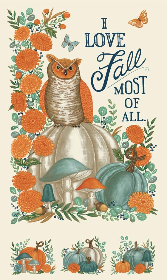 I Love Fall Most Warm White - Quilt Panel