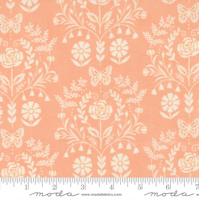Kindness Damask Coral - Quilt Fabric