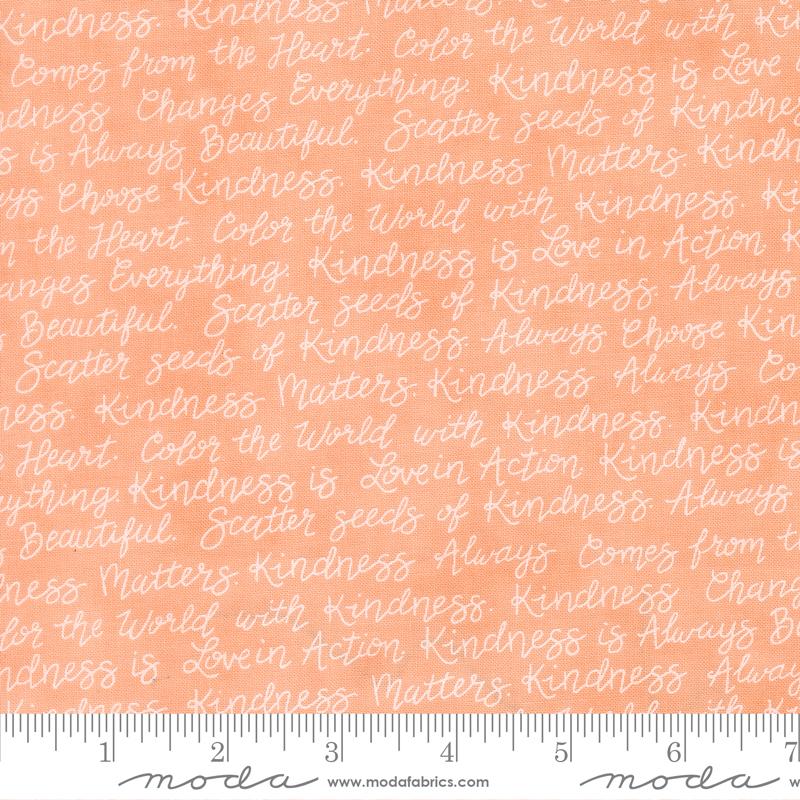 Kindness Text Coral - Quilt Fabric