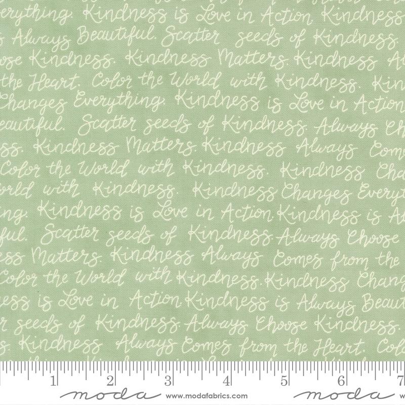 Kindness Text Sage - Quilt Fabric