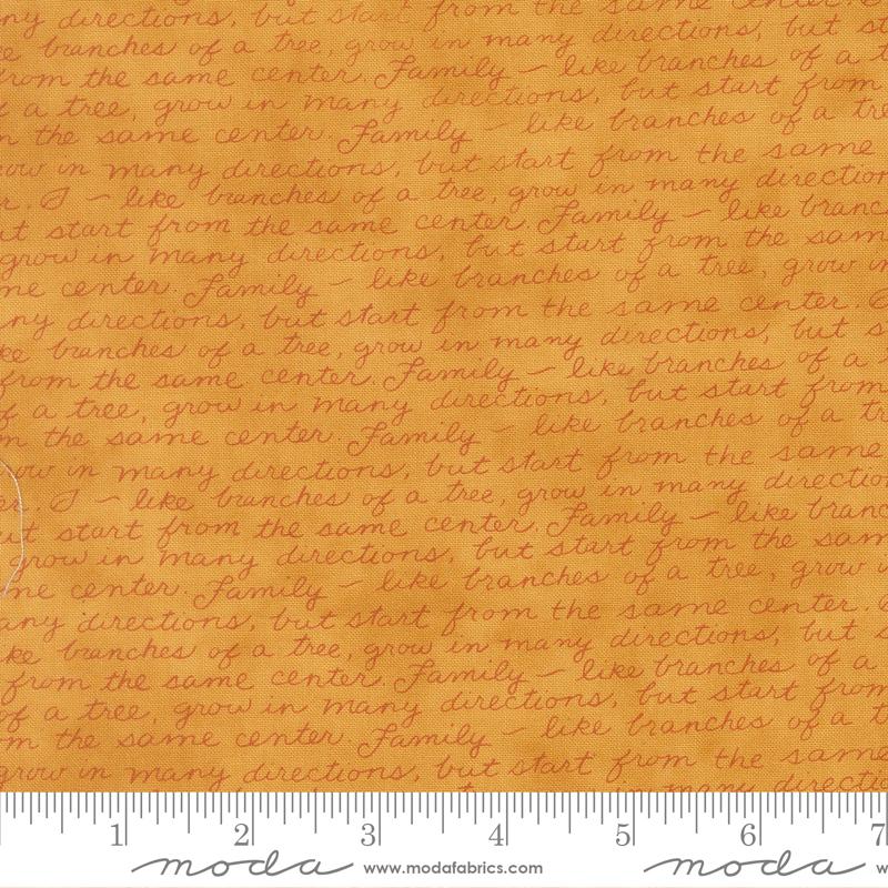 Family Tree Script Golden - Quilt Fabric