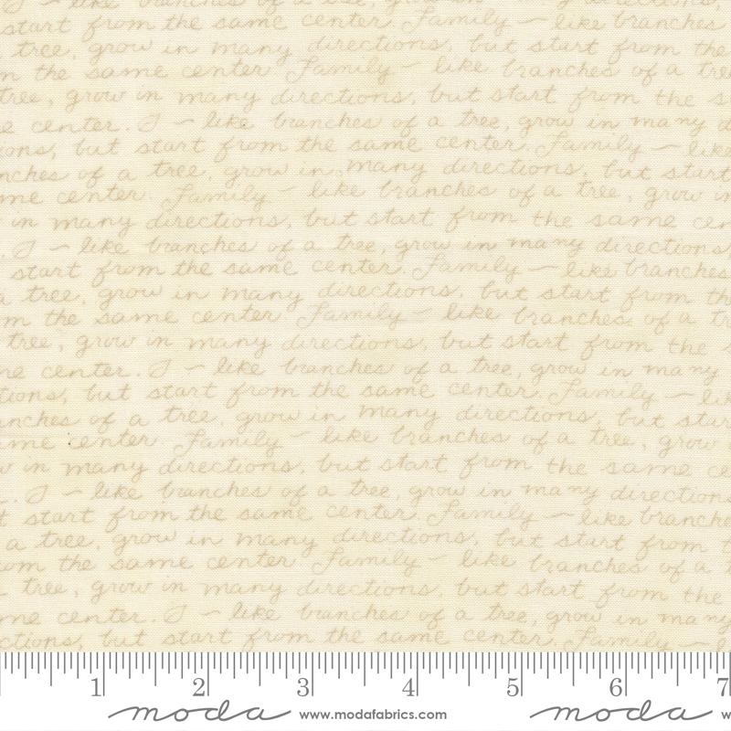 Family Tree Script Warm White Tonal - Quilt Fabric