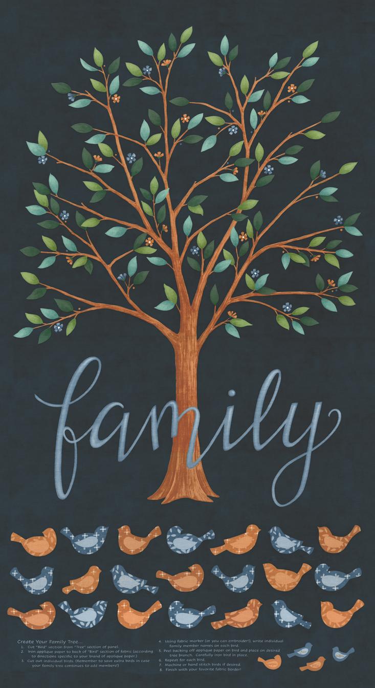 Family Tree Night Sky - Quilt Panel
