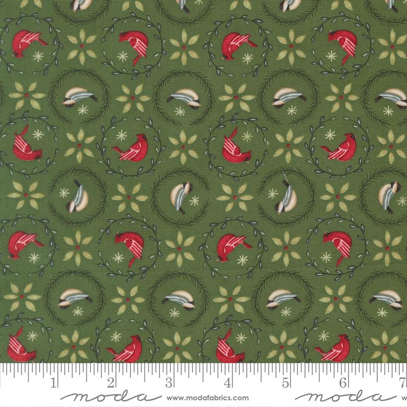When Snow Falls Wreaths Evergreen - Quilt Fabric