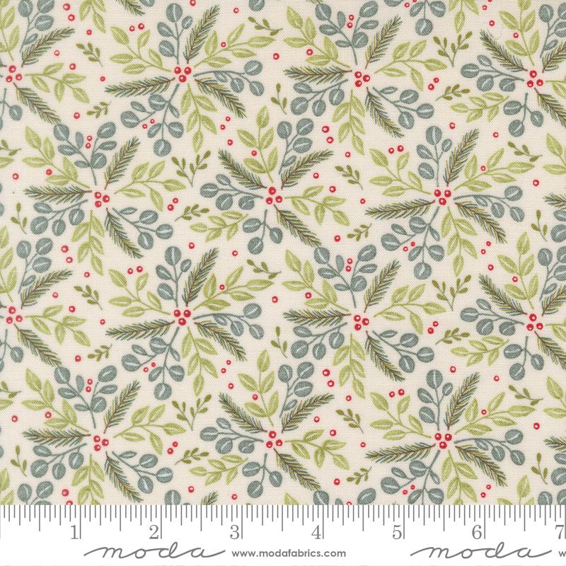 When Snow Falls Greenery Snowy White - Quilt Fabric