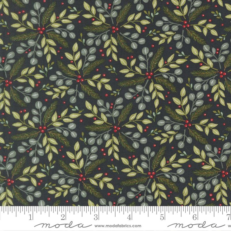 When Snow Falls Greenery Night Sky - Quilt Fabric