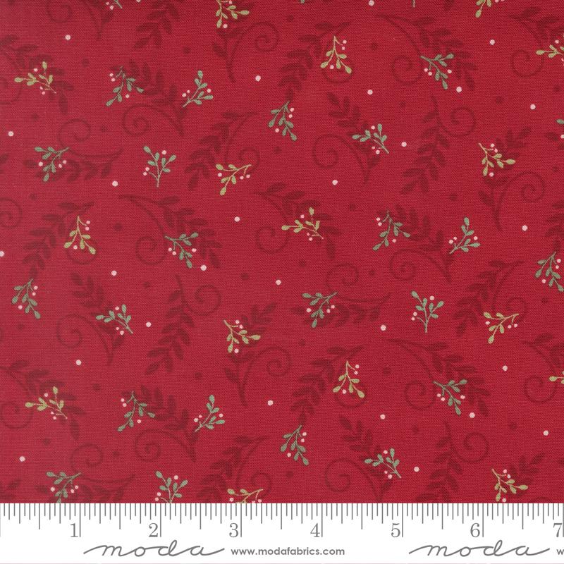 When Snow Falls Sprig Berry Red - Quilt Fabric