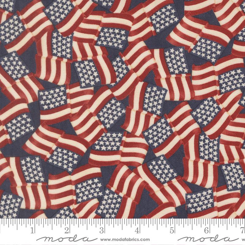 America 250 Years Flags Loyalty Blue - Quilt Fabric