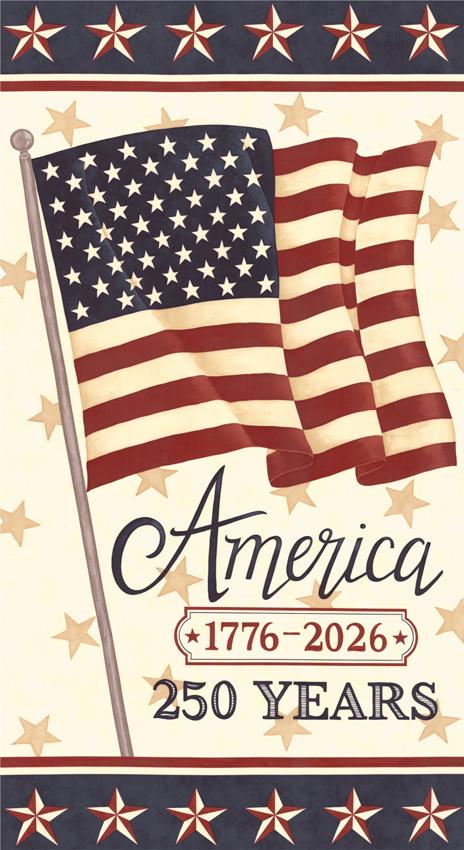 America 250 Years Parchment - Patriotic Quilt Panel