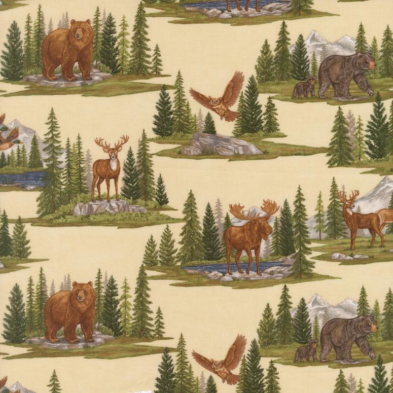 Northwoods Lodge Quilt Cuddle Animal Natural - Quilt Fabric