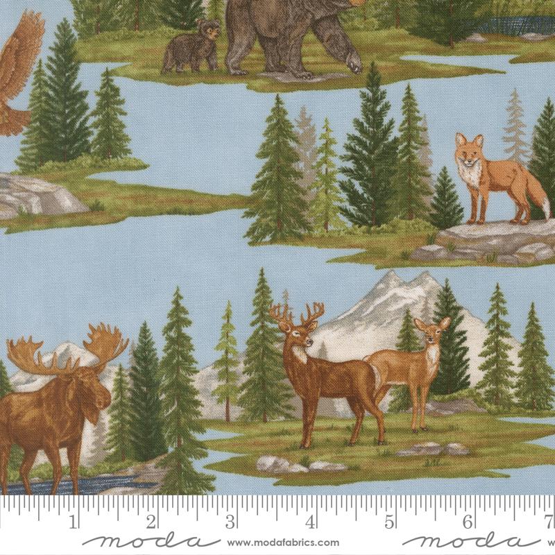 Northwoods Wildlife Lodge Sky - Quilt Fabric