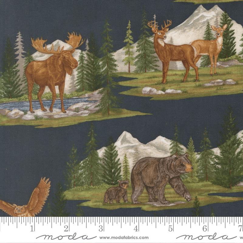 Northwoods Lodge Wildlife Midnight - Quilt Fabric