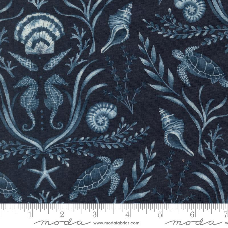 Seaside Underwater Deep Sea - Quilt Fabric, zoomed in. Select this picture to zoom back out.