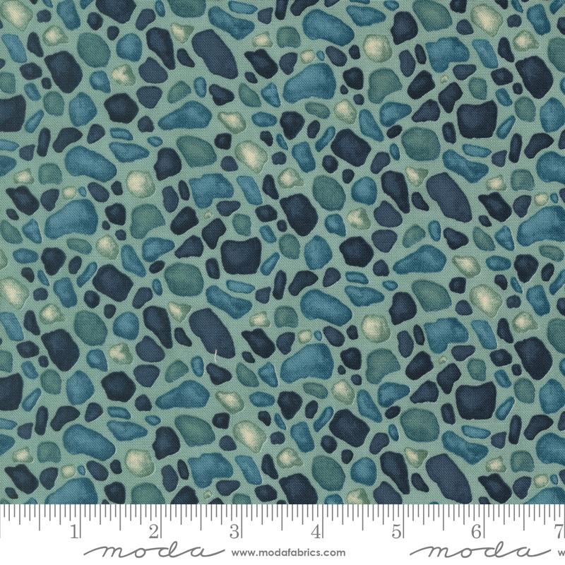 Seaside Stones Aqua - Quilt Fabric, zoomed in. Select this picture to zoom back out.