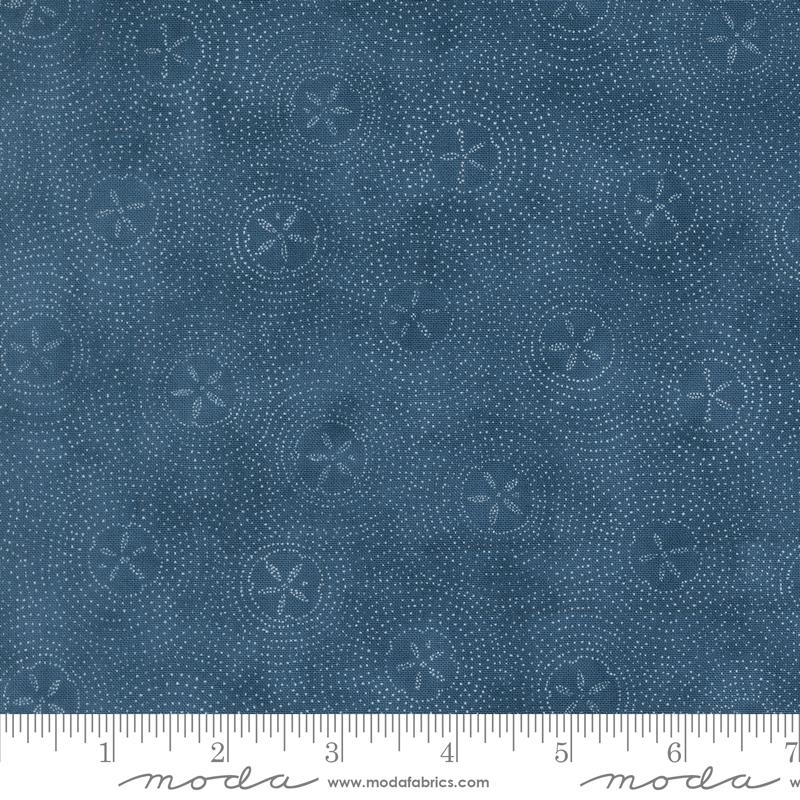 Seaside Sand Dollar Ocean Blue - Quilt Fabric, zoomed in. Select this picture to zoom back out.
