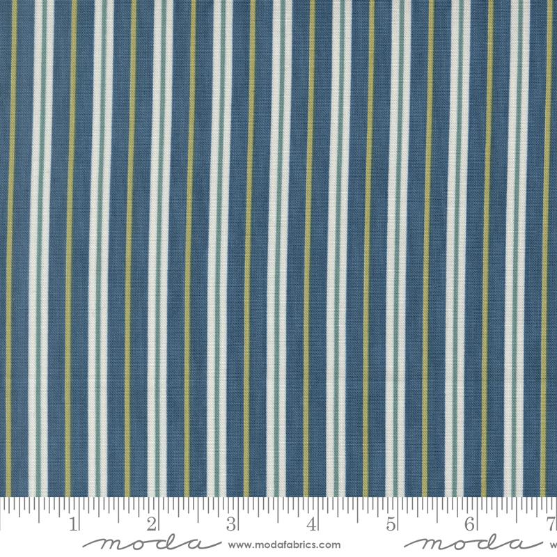 Seaside Stripes Ocean Blue - Quilt Fabric, zoomed in. Select this picture to zoom back out.