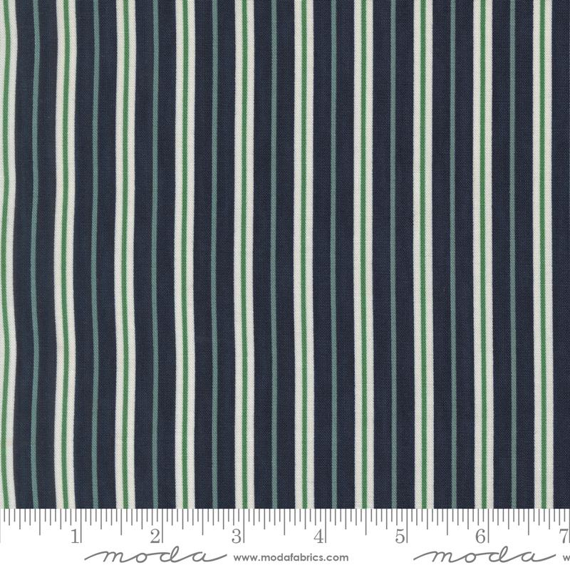 Seaside Stripes Deep Sea - Quilt Fabric, zoomed in. Select this picture to zoom back out.
