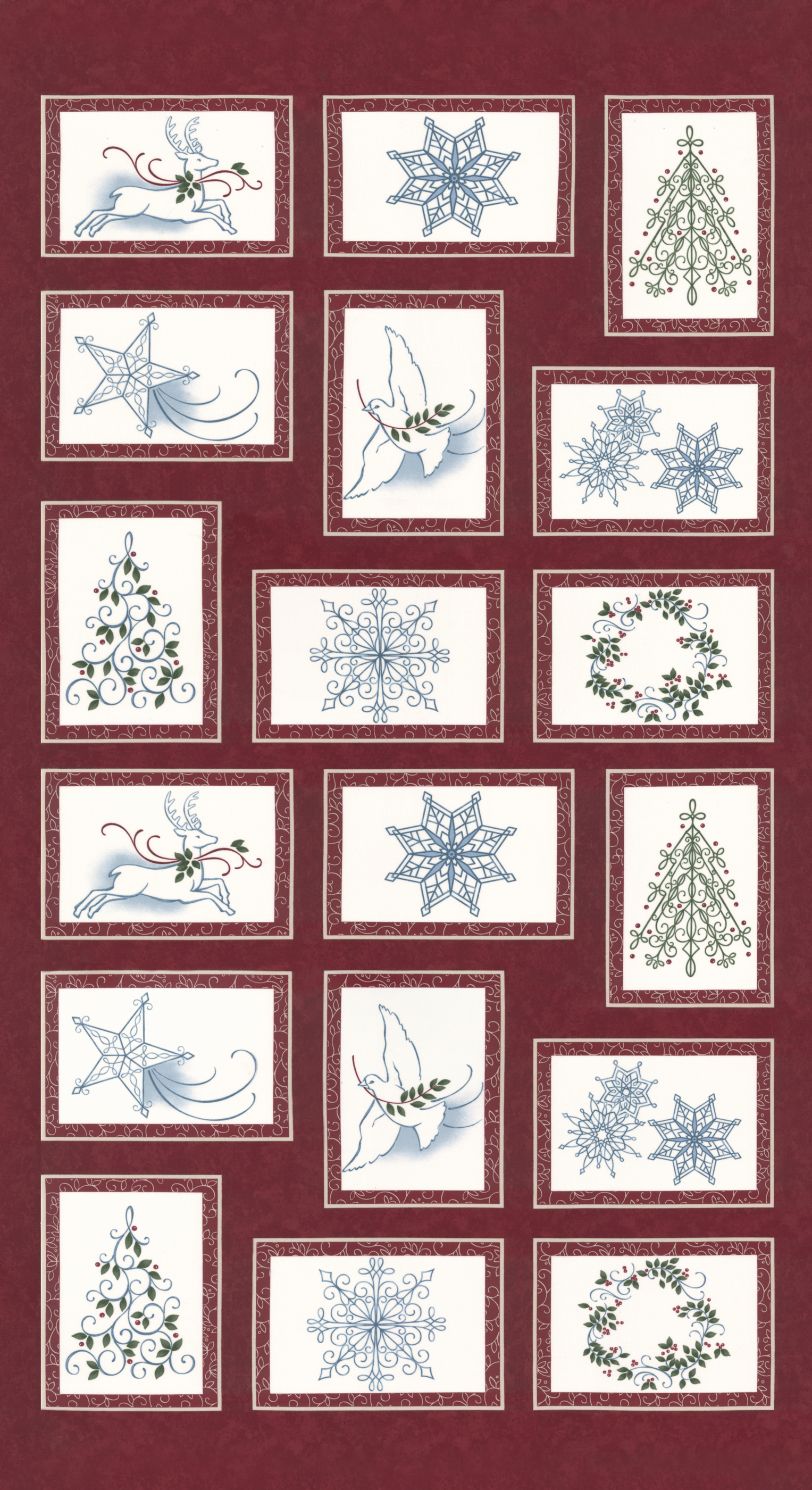 Winter Flurries Panel Berry - Quilt Panel