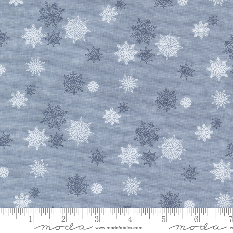 Winter Flurries Sky - Snowfall Winter Snowflakes - Fabric