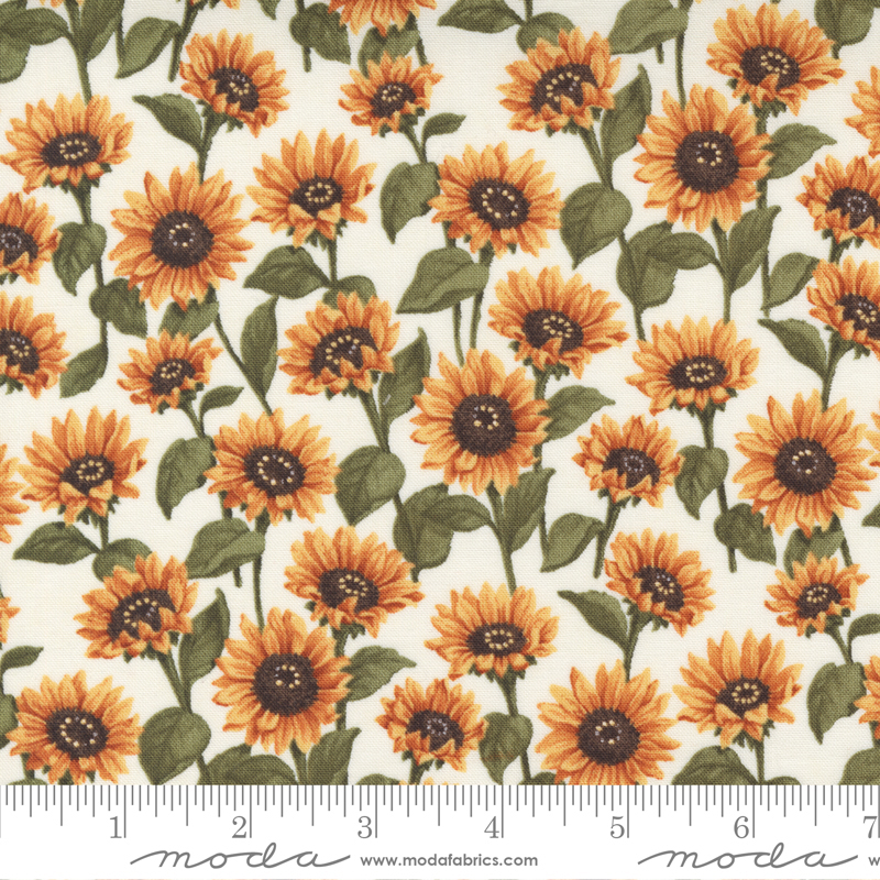 Sunflower Garden Porcelain - Coming Up - Quilt Fabric