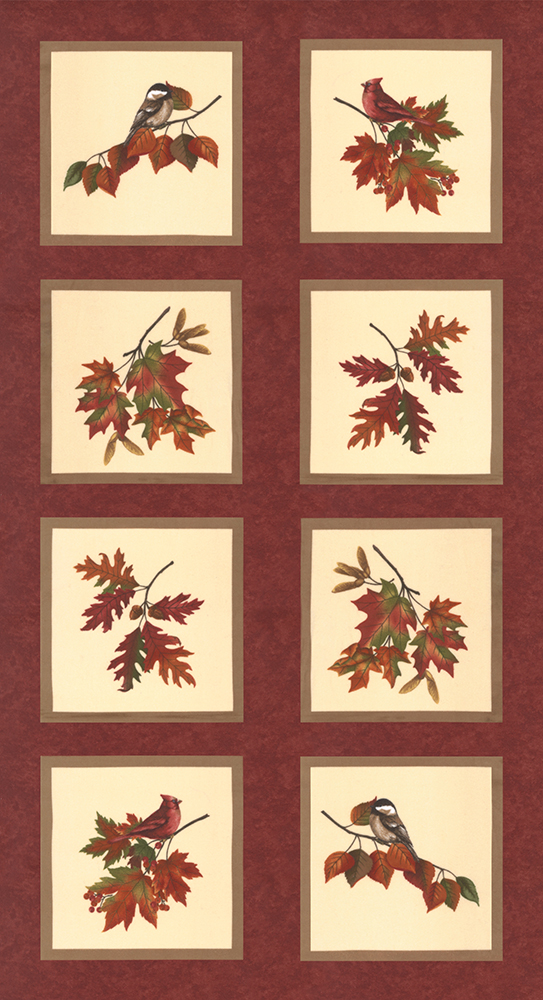 Fall Melody Flannel Pan Crimson - Quilt Panel