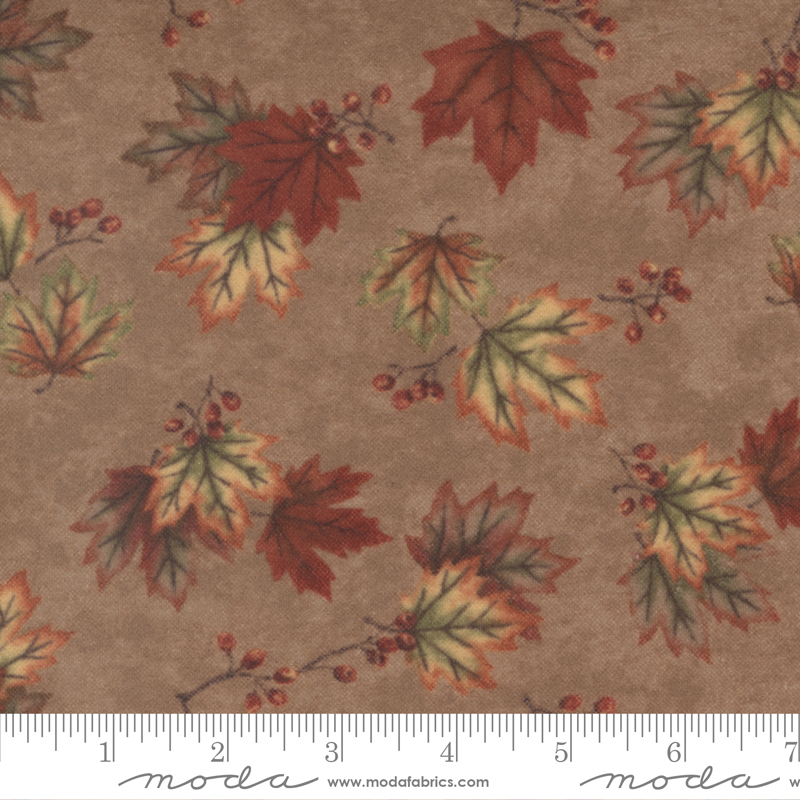 Fall Melody Flannel Tawny - Maple Scatter - Quilt Fabric, zoomed in. Select this picture to zoom back out.