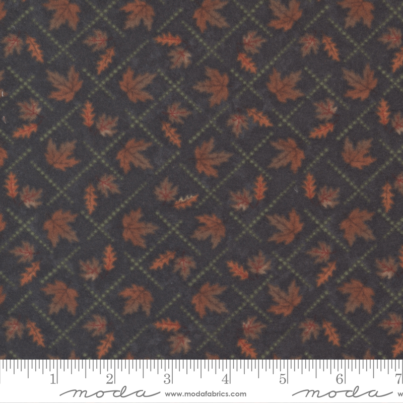 Fall Melody Flannel Black - Diamond Leaves - Quilt Fabric