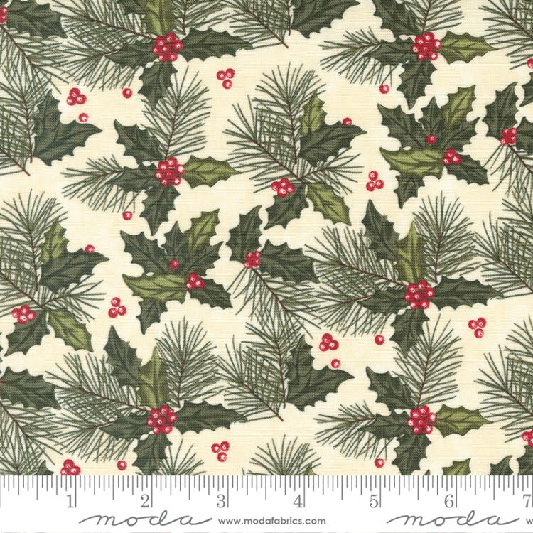 Shoppes On Main Ecru - Holly Christmas - Quilt Fabric