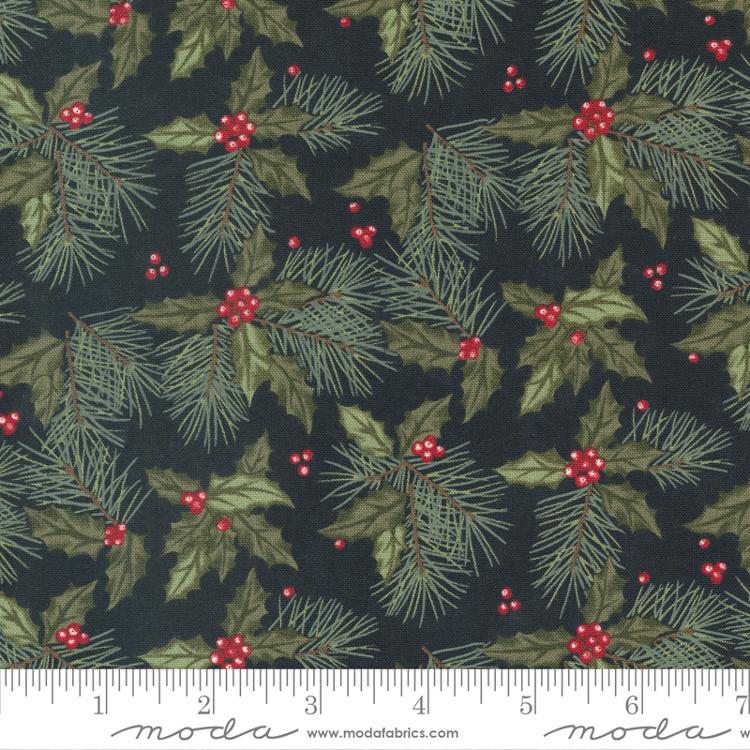 Shoppes On Main Charcoal - Holly Christmas - Quilt Fabric