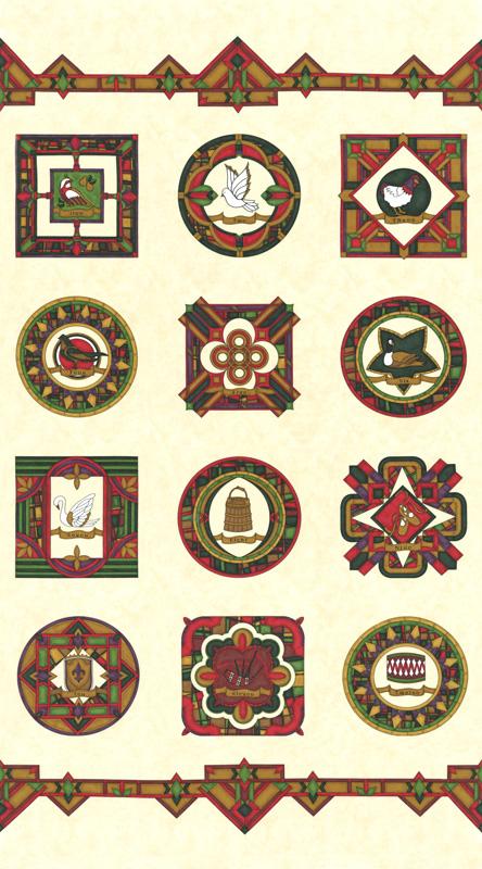 Twelve Days Panel Pearl - Quilt Panel