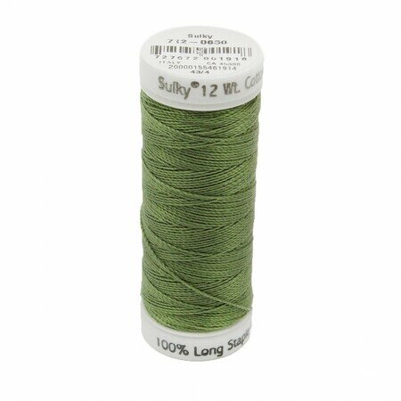 Moss Green - Sulky 12wt Cotton Petites Thread 50 yds