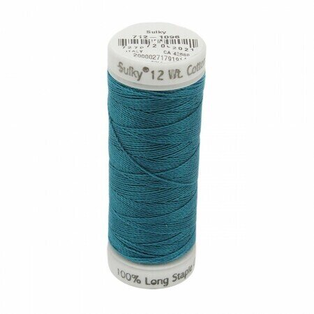 Dark Turquoise - Sulky 12wt Cotton Petites Thread 50 yds